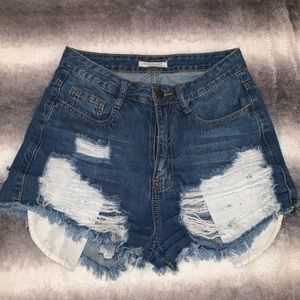 Denim high waisted shorts